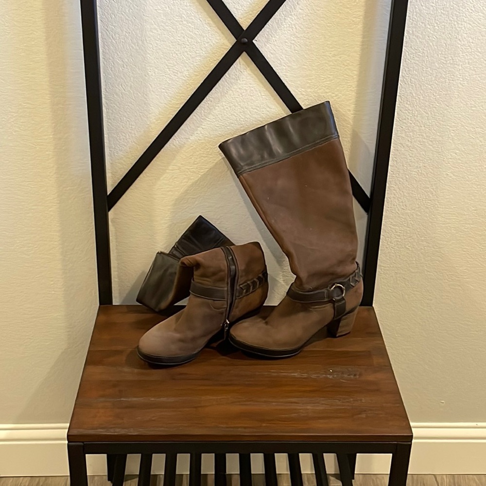 Clarks suede and leather calf high boots